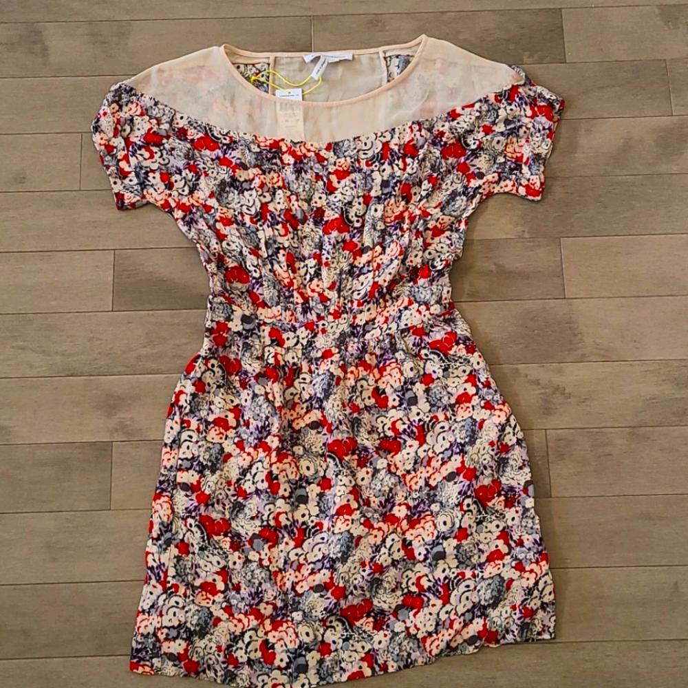 BCBGeneration Bright Red Multi Floral Dress
